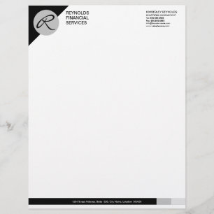 Berufliches Schwarz-Grau-Geschäft mit Monogramm Briefbogen