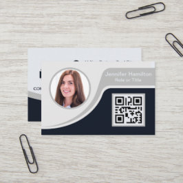 Berufliches Schwarz-Grau-Logo hinzufügen QR Visitenkarte