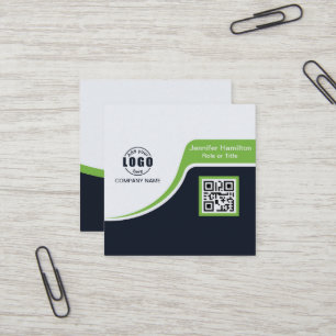 Berufliches Schwarz Grün hinzufügen QR-Code-Bus fü Quadratische Visitenkarte