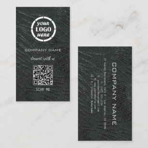 Berufliches Schwarz-Silber-Design Moderner QR-Code Visitenkarte