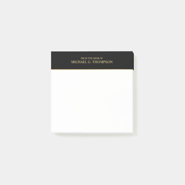 Berufliches Schwarz und Gold Post-it Klebezettel (Vorderseite)