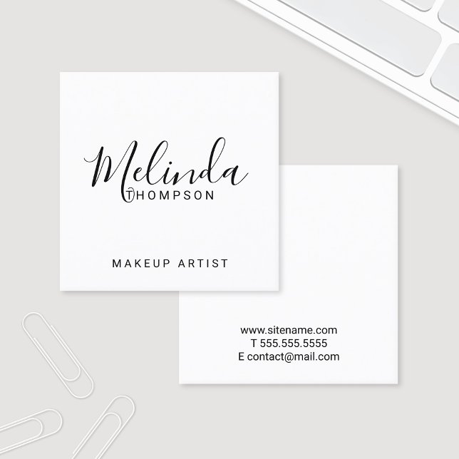 Berufliches Schwarz und Weiß Quadratische Visitenkarte (Von Creator hochgeladen)