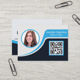 Berufliches Schwarzes Blau Fügen Sie Ihrem Logo QR Visitenkarte