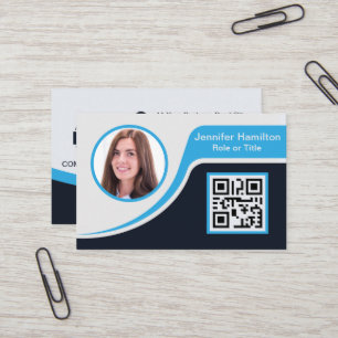 Berufliches Schwarzes Blau Fügen Sie Ihrem Logo QR Visitenkarte