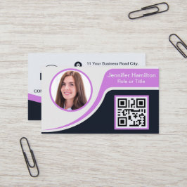 Berufliches Schwarzes Lila Hinzufügen Ihrer QR-Log Visitenkarte
