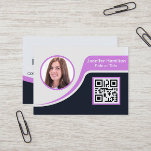 Berufliches Schwarzes Lila Hinzufügen Ihrer QR-Log Visitenkarte