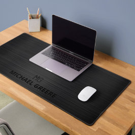 Berufliches Schwarzes Metallisches Monogramm Schreibtischunterlage