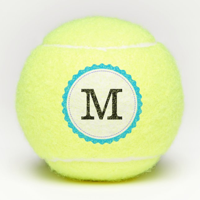Berufliches Schwarzes Monogramm Tennisbälle (Vorderseite)