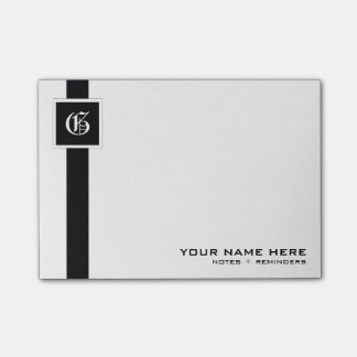 Berufliches schwarzes u. weißes Streifen-Monogramm Post-it Klebezettel
