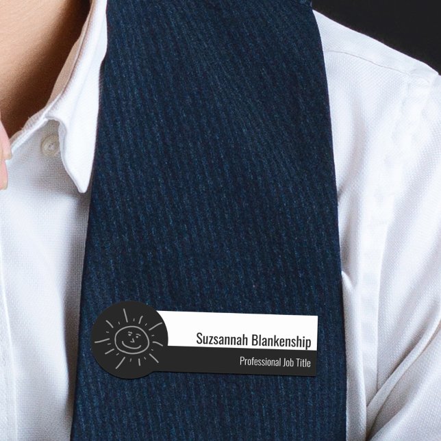 Berufliches Schwarzweiß-Skript Namensschild (Von Creator hochgeladen)