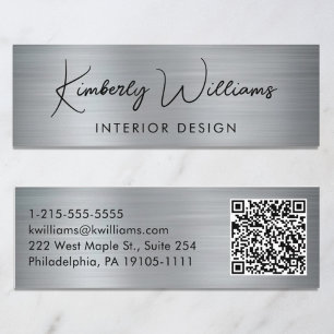 Berufliches Script QR Code Silver Mini Visitenkarte