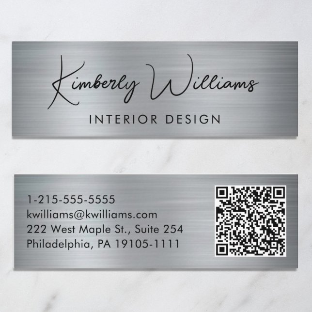 Berufliches Script QR Code Silver Mini Visitenkarte (Von Creator hochgeladen)
