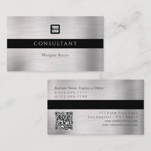 Berufliches Silber, Minimal, Logo, QR-Code Visitenkarte