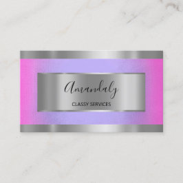 Berufliches Silver Gray Gerahmt Elegant Rosa Blau Visitenkarte