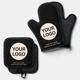 Berufliches Slogan für kundenspezifisches Firmenlo Ofenhandschuh & Topflappen-Set