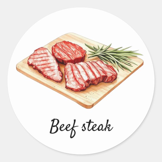 Berufliches Steak mit individuellem Rind Runder Aufkleber (Vorderseite)