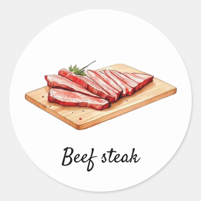 Berufliches Steak mit individuellem Rind Runder Aufkleber (Vorderseite)