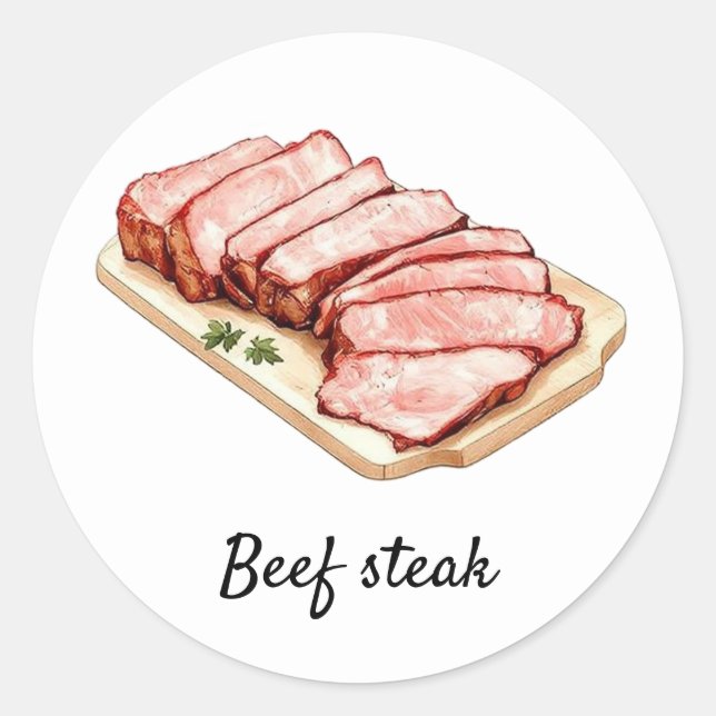 Berufliches Steak mit individuellem Rind Runder Aufkleber (Vorderseite)