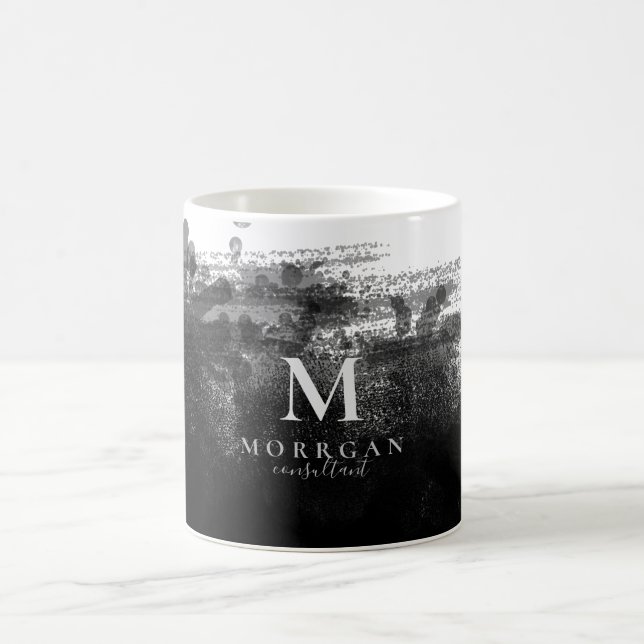 Berufliches, stylisches Black Abstrakt Monogram Kaffeetasse (Mittel)
