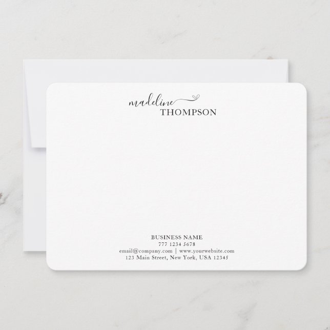 Berufliches Stylish Script Typografy Business Mitteilungskarte (Vorderseite)