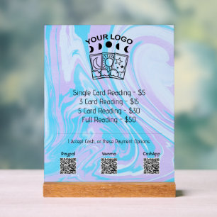 Berufliches Tarot Reader Logo Rosa Preisliste Acrylschild
