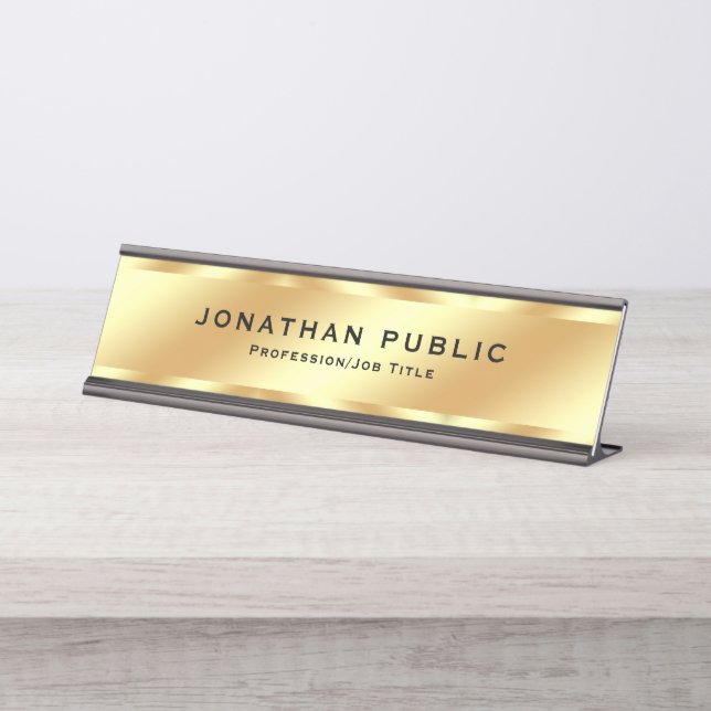Berufliches Template Glam Gold Schreibtischnamensplakette (Vorderseite )