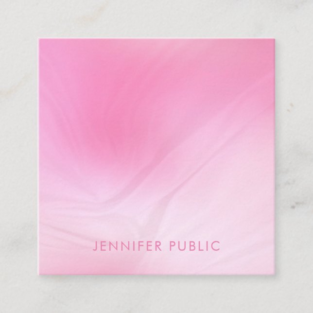 Berufliches trendy rosa Weißes Template Elegant Quadratische Visitenkarte (Vorderseite)