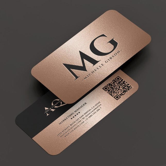 Berufliches Unternehmen Monogram Rosegold Modern Visitenkarte (Professional Company Monogram Rosegold Modern Business Card
)