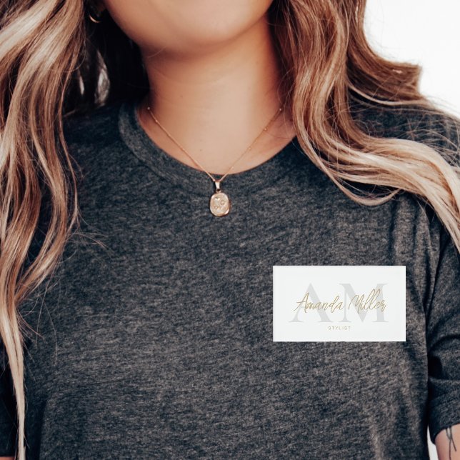 Berufliches Weiß und Gold Moderne Magnettechnologi Namenschild (Von Creator hochgeladen)