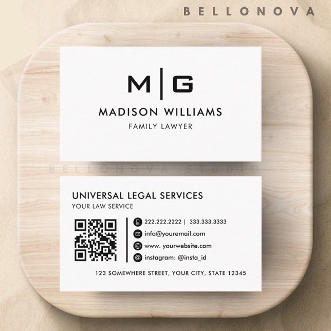 Berufliches Weiß und Schwarz Visitenkarte (Customizable White And Black Professional Business Card)