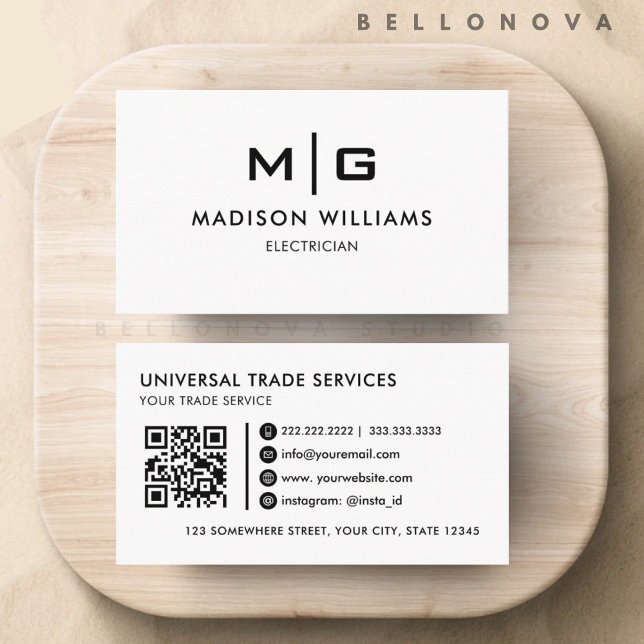 Berufliches Weiß und Schwarz Visitenkarte (Customizable White And Black Professional Business Card)