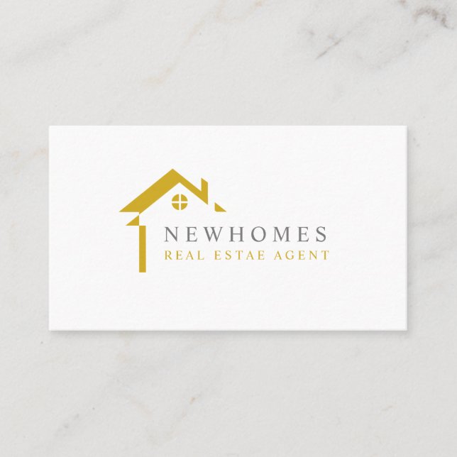Berufliches Zuhause Real Anwesen Agent Logo Gelb Visitenkarte (Vorderseite)