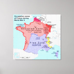 Berufs-Zonen von Frankreich während des Zweiten Leinwanddruck