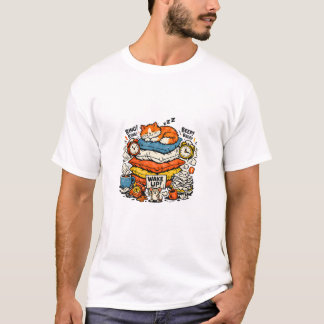 Berufsschläfer Lustige Faule Katze Retro Vintage T-Shirt