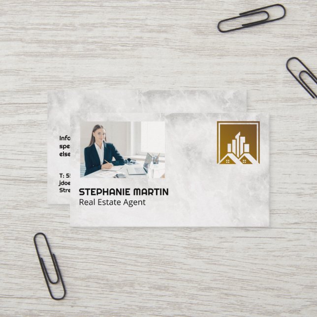 Berufstätige Unternehmen | Real Anwesen Logo Visitenkarte (Vorderseite/Rückseite Beispiel)