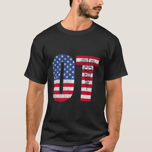 Berufstherapeut Hoodie Usa Flag OT Geschenk T-Shirt (Vorderseite)