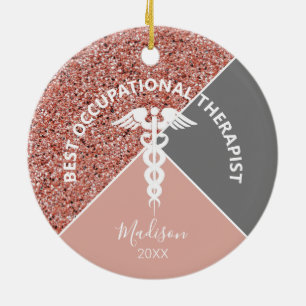 Berufstherapeutische Rose Gold Kundenname Keramik Ornament