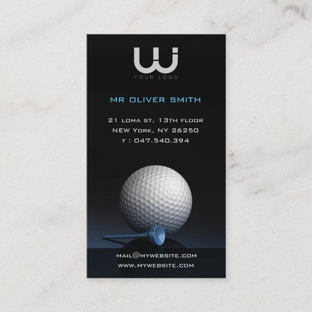 Berufsvisitenkarte, schwarzer Golfboden Visitenkarte (Vorderseite)