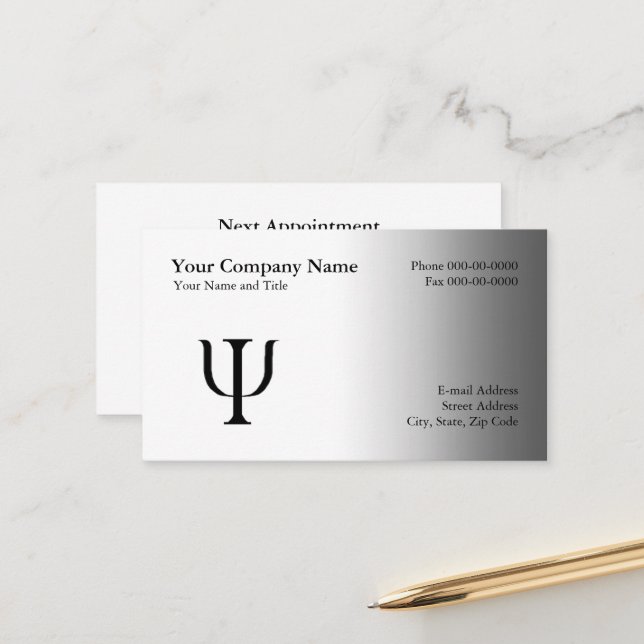 Berufungskarte für Psychologen Terminkarte (Vorderseite/Rückseite Beispiel)
