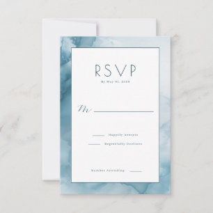 Beruhigende Blaue Wasserfarbe RSVP Karte