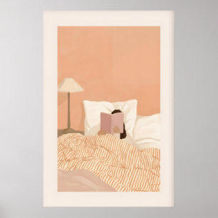 Beruhigende Frau beim Lesen Kunstprint - Minimalis Poster