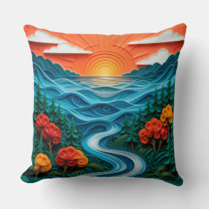 🌅✨ Beruhigende friedliche Sonnenuntergangs-Papier Kissen