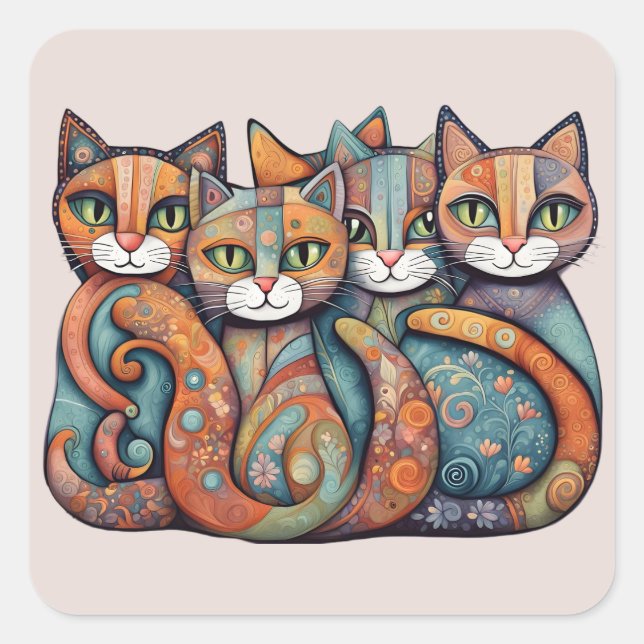 Beruhigende Katzen 3 Aufkleber (Vorderseite)