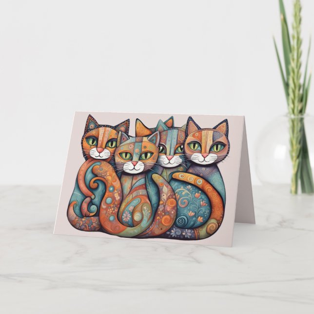 beruhigende Katzen 3 Grußkarte Karte (Vorderseite)