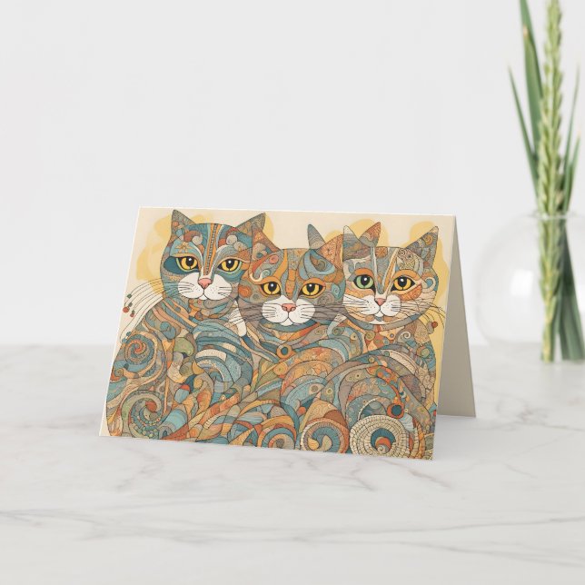 beruhigende Katzen 4 Grußkarte Karte (Vorderseite)
