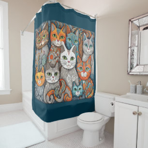 beruhigende Katzen Duschvorhang