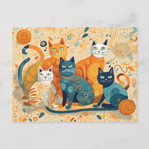 beruhigende Katzen Postkarte