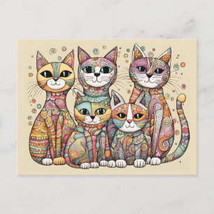 beruhigende Katzen Postkarte