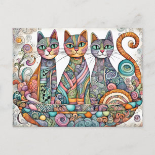 beruhigende Katzen Postkarte