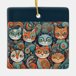 beruhigende Katzenschmuck Keramikornament